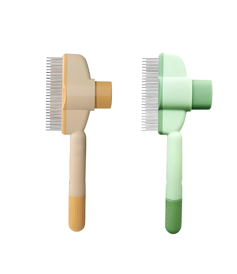 Pet Brush with Release Button, Built-in Stainless Steel