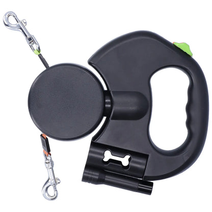 2-Dog Retractable Leash with Light & Bag