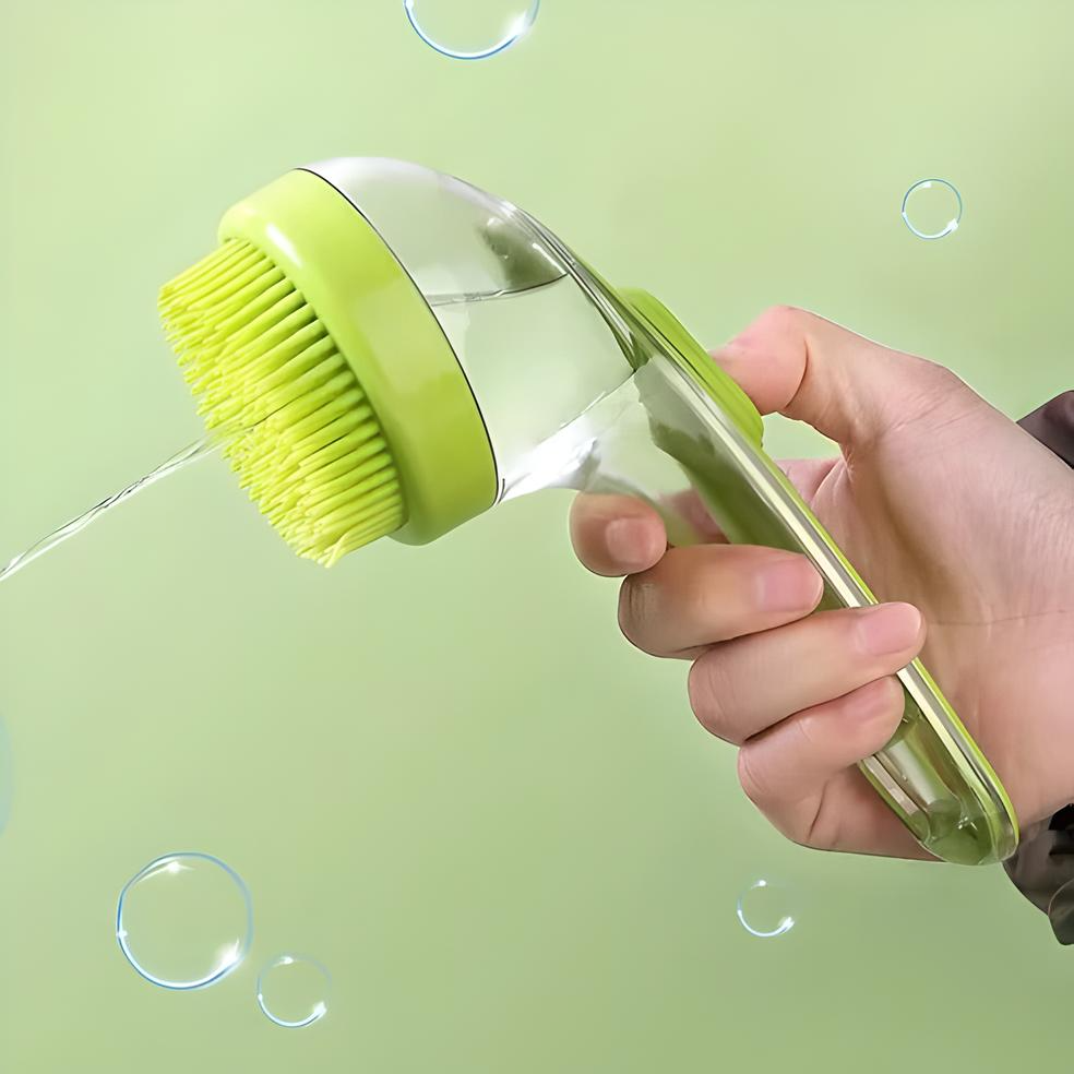 Pet Liquid Long Handle Press Bath Brush