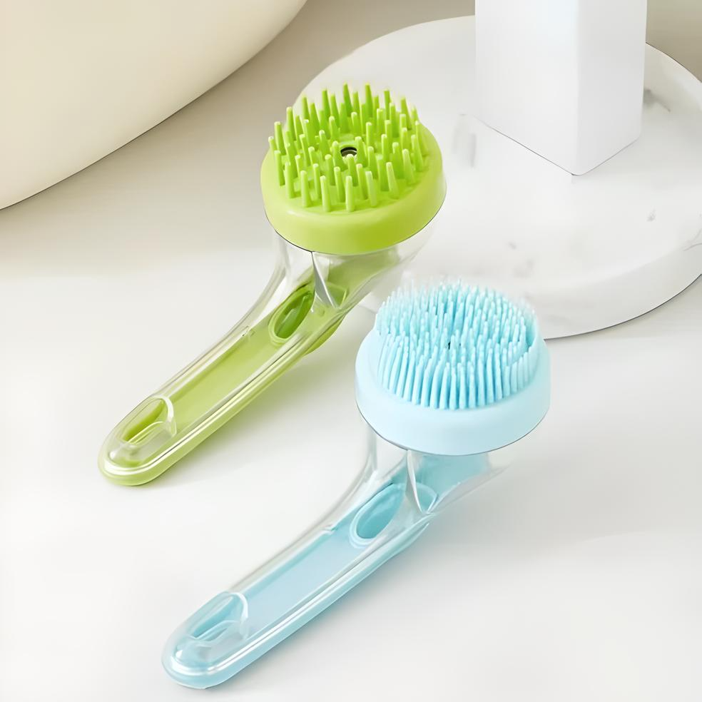 Pet Liquid Long Handle Press Bath Brush