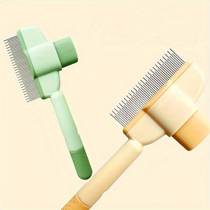Pet Brush with Release Button, Built-in Stainless Steel