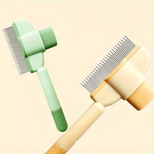 Pet Brush with Release Button, Built-in Stainless Steel
