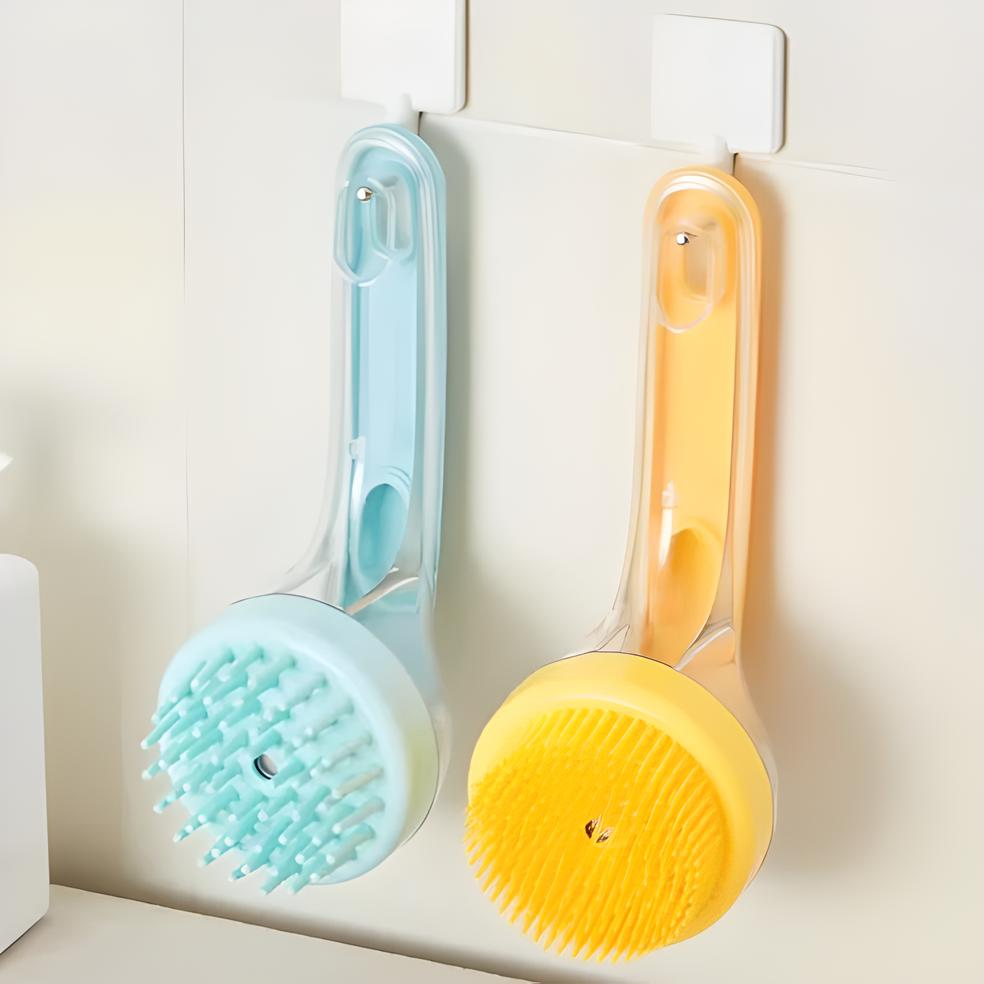 Pet Liquid Long Handle Press Bath Brush